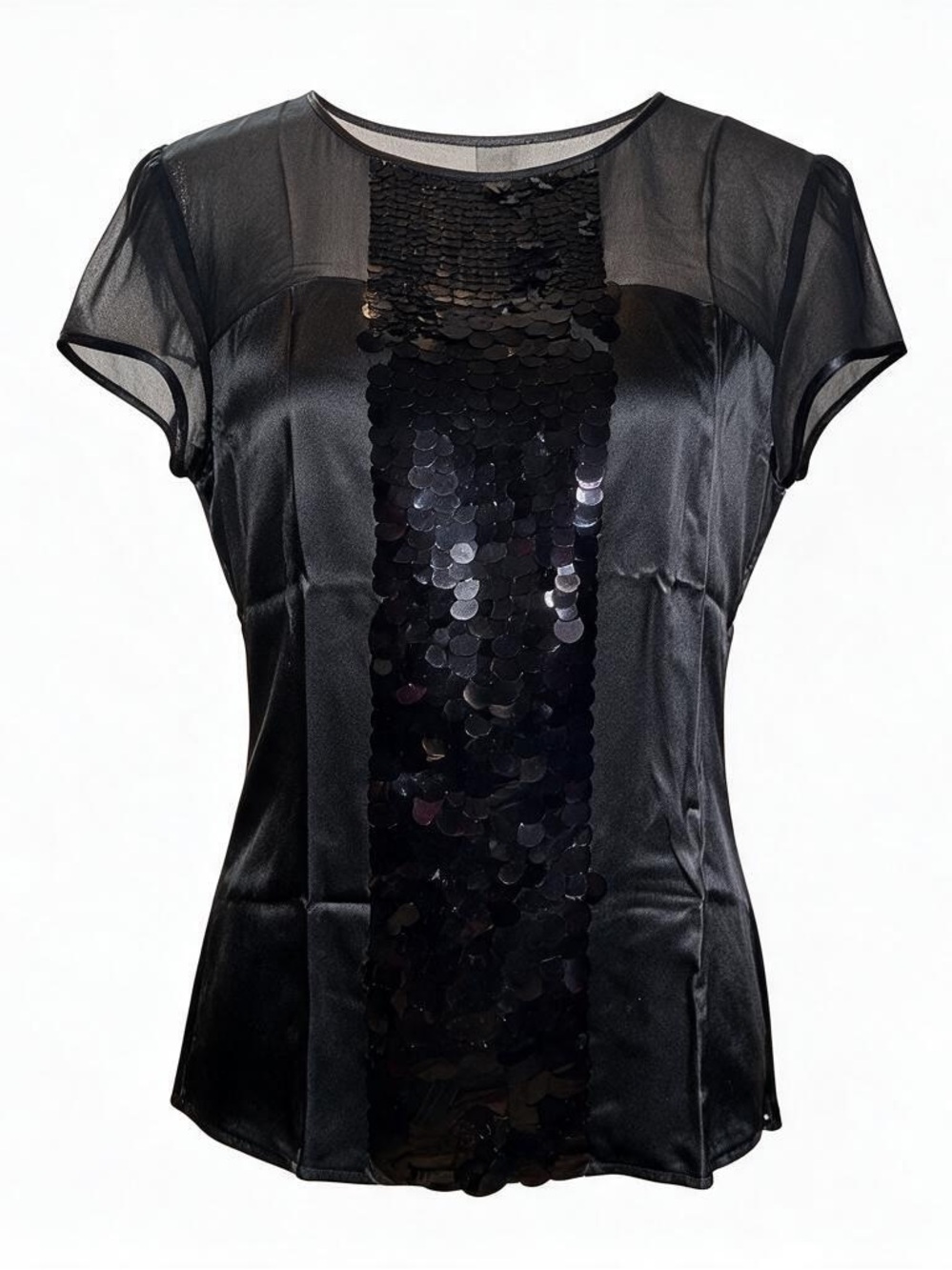 Ann Taylor Sequin Panel Top in Black Size 8